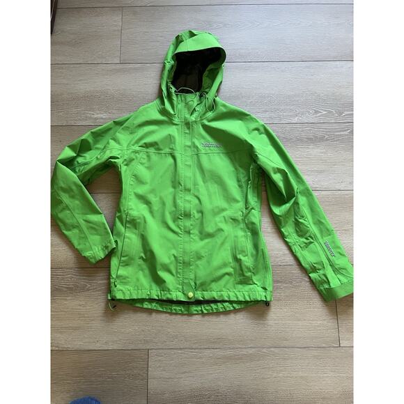 Marmot Women’s Hard Shell Rain Jacket Hooded Zip Front Pockets Green Size S - Picture 1 of 5